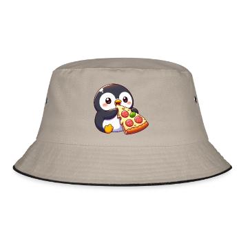 mignon pingouin dessin animé pizza nourriture se détendre paresser - Bob - kaki/noir - Devant