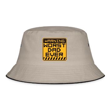Worst Dad Ever Lustig Sarkastisch Vatertag Papa - Bucket Hat - Khaki/Schwarz - Vorne