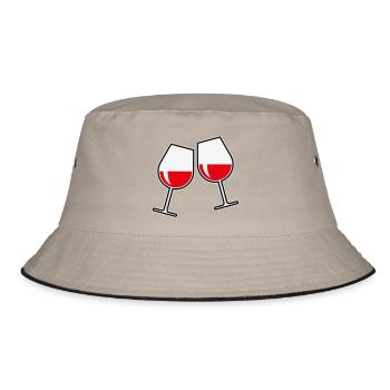 2 red wine glasses (red wine / wine / bulbous / to 3C) - Bucket Hat - khaki/black - Front