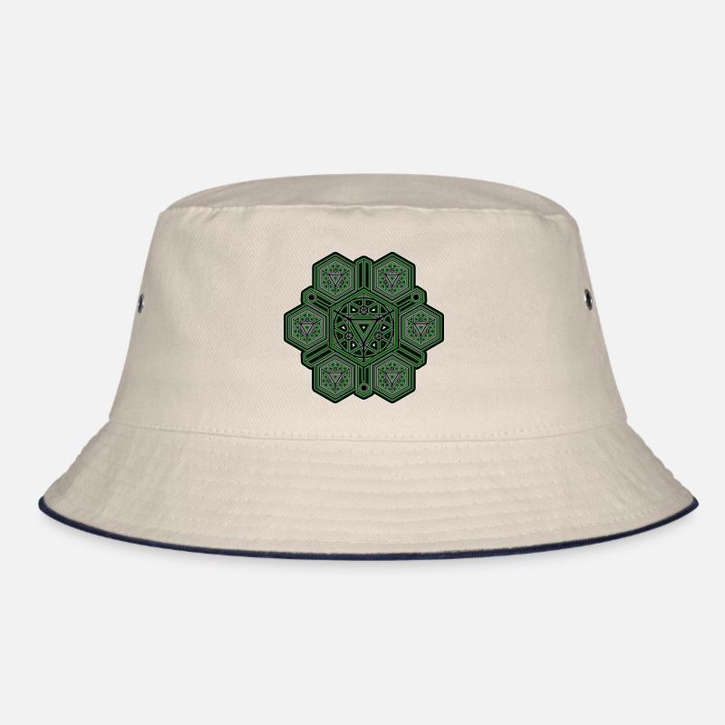 Green Mandala Sacred Geometry Pattern Yoga Goa Bucket Hat