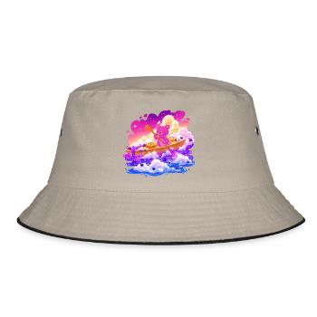 Colorful teddy boat in the sea of clouds - Bucket Hat - khaki/black - Front