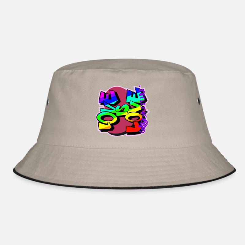 Bunte Graffiti-Wörter - Bucket Hat - Khaki/Schwarz