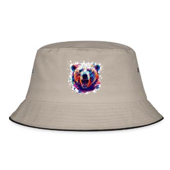 Colorful Bear Head PopArt - Bucket Hat - khaki/black - Front