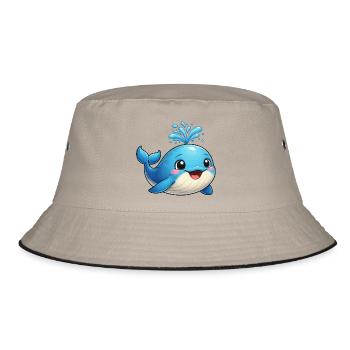 Little Blue Whale with Water Sparks - Bucket Hat - khaki/black - Front