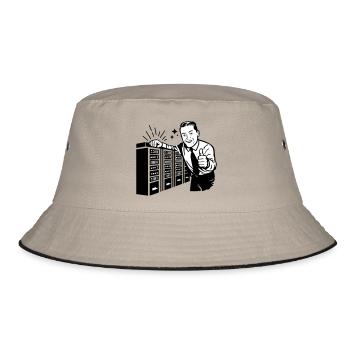 Retro IT Admin Smiling – Vintage Tech Support - Bucket Hat - khaki/black - Front