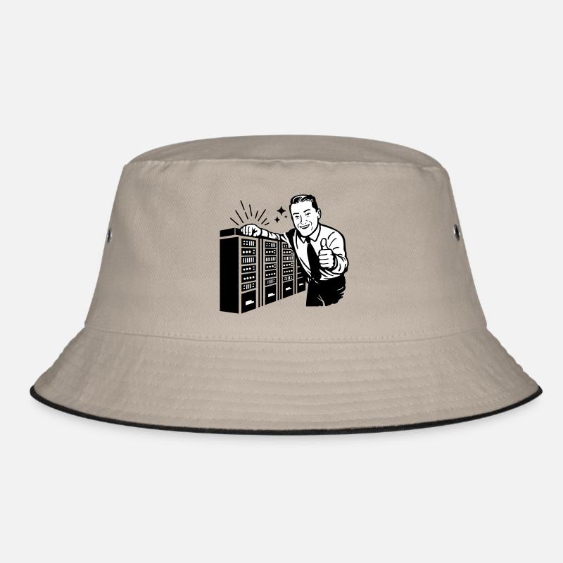 Retro IT-Admin lächelt – Vintage Tech Support - Bucket Hat - Khaki/Schwarz
