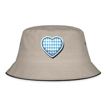 Bavaria Blue White Diamond Heart Motif Bayern Fan Heart - Bucket Hat - khaki/black - Front