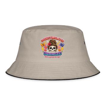 Overstimulated Unhinged Skull Flora - Bucket Hat - khaki/black - Front