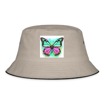 Schmetterling - Bucket Hat - Khaki/Schwarz - Vorne