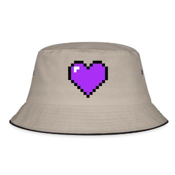 Pixel Herz 8-Bit Gesundheit - Bucket Hat - Khaki/Schwarz - Vorne