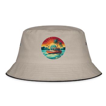 Retro Boat Sunset Tropics - Bucket Hat - khaki/black - Front
