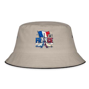 T-Shirt France Tour Eiffel - Monuments Paris  - Bob - kaki/noir - Devant