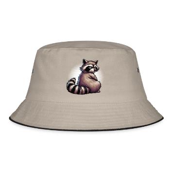 Waschbär Waschbären Waldtier lustiger Waschbär - Bucket Hat - Khaki/Schwarz - Vorne