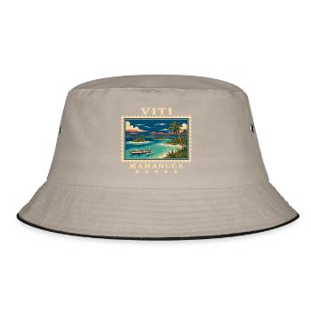 Fiji Mamanuca Vintage Travel Brand - Bucket Hat - khaki/black - Front