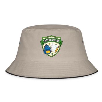 Erstklässler Schulstart Shield - Bucket Hat - Khaki/Schwarz - Vorne