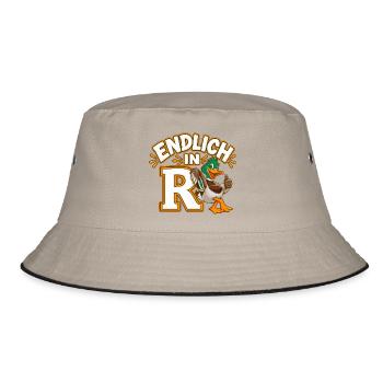 Endlich In R-ENTE Lustiger Rente / Rentner Spruch  - Bucket Hat - Khaki/Schwarz - Vorne