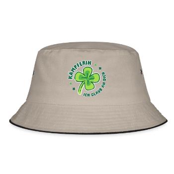 Kämpferin – Ich glaub an dich - Glücksbringer - Bucket Hat - Khaki/Schwarz - Vorne