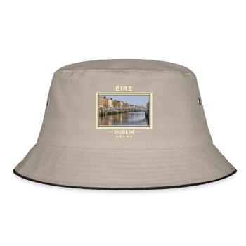 Irland Dublin Vintage Reisemarke - Bucket Hat - Khaki/Schwarz - Vorne