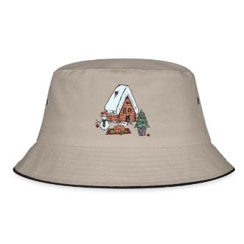 Cozy Time - Bucket Hat - Khaki/Schwarz - Vorne