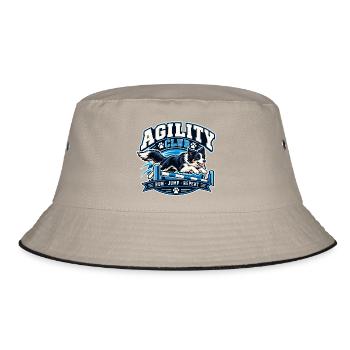 Agility Hund Club Sprung über Hürde - Bucket Hat - Khaki/Schwarz - Vorne