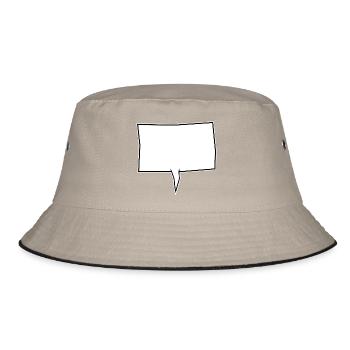 Eckige Sprechblase in Weiß - Bucket Hat - Khaki/Schwarz - Vorne