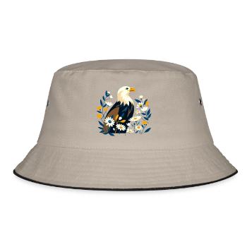 Eagle with flowers - Bucket Hat - khaki/black - Front