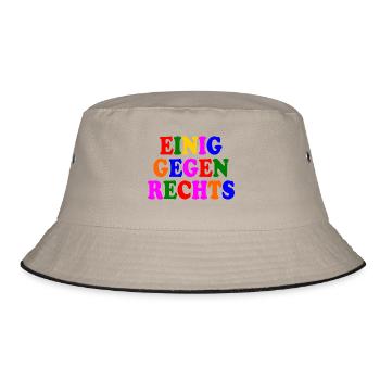 Einig gegen rechts - Bucket Hat - Khaki/Schwarz - Vorne