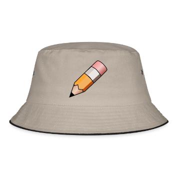 school schule lernen teacher lehrer pencil stift p - Bucket Hat - Khaki/Schwarz - Vorne