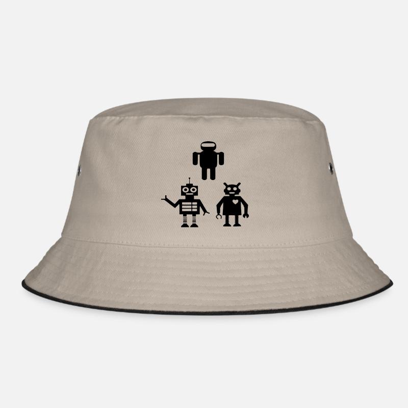 Roboter Android - Bucket Hat - Khaki/Schwarz