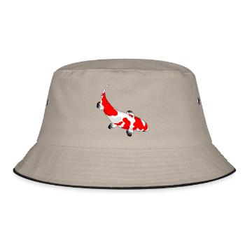 Koi Karpfen Geschenkidee Sonderangebot Geschenk - Bucket Hat - Khaki/Schwarz - Vorne