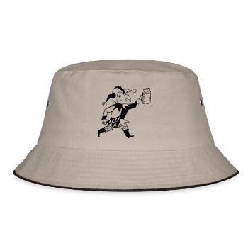clown harlekin hofnarr kasper komiker narr witzbol - Bucket Hat - Khaki/Schwarz - Vorne