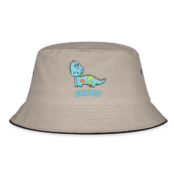 Dinosaurier lustig Kind Bruno Geschenk Geburtstag - Bucket Hat - Khaki/Schwarz - Vorne
