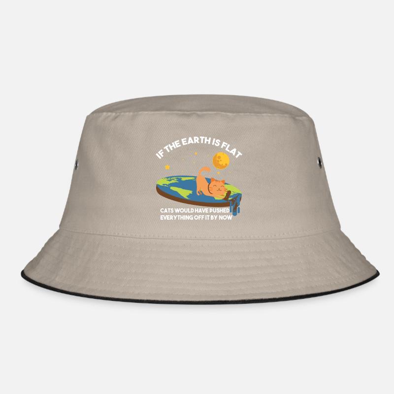 Flat Earth Cat Satire Bucket Hat