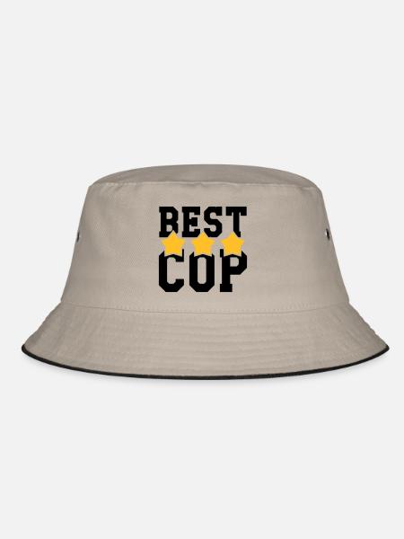 Best Cop - Police - Policeman - Gun - Security - Bucket Hat - khaki/black - Front