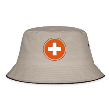 swisscross Schweizerkreuz weiss rot - Bucket Hat - Khaki/Schwarz - Vorne
