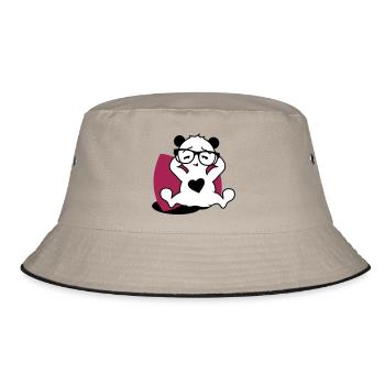 Panda avec des lunettes de nerd et un bouton de coeur en se détendant - Bob - kaki/noir - Devant