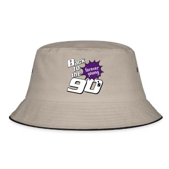 90er Party , Mottoparty , forever Young (25) - Bucket Hat - Khaki/Schwarz - Vorne
