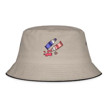 Farben Tube Malfarben Tuschen Bunt Färben - Bucket Hat - Khaki/Schwarz - Vorne