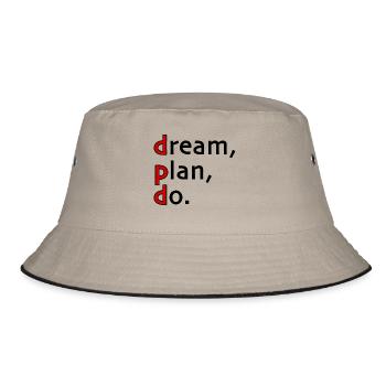 dream, plan, do. - Bucket Hat - Khaki/Schwarz - Vorne