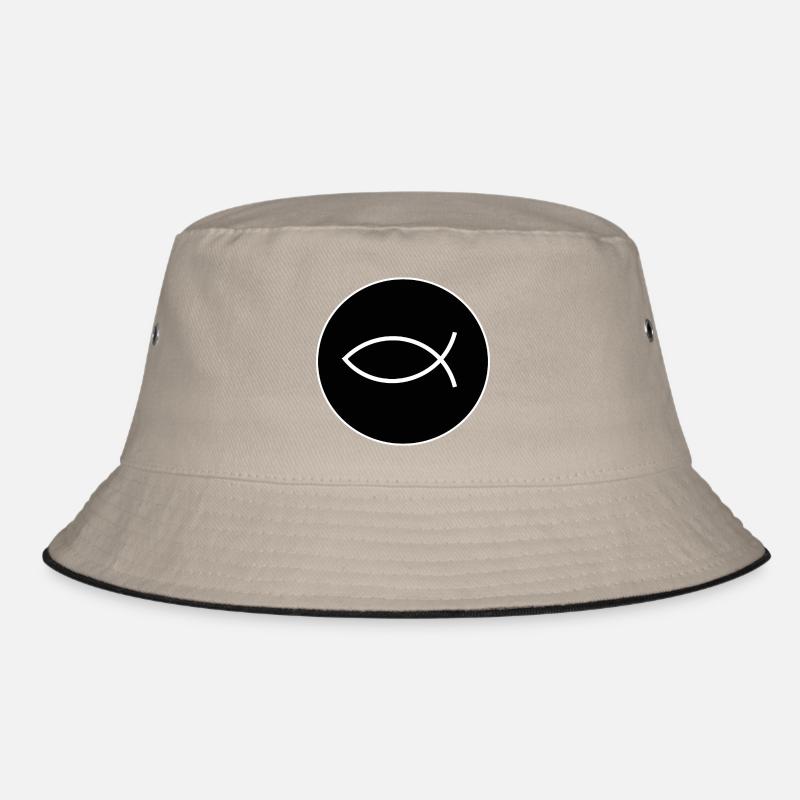 Jesus fish white Ichthys fish fish Bucket Hat