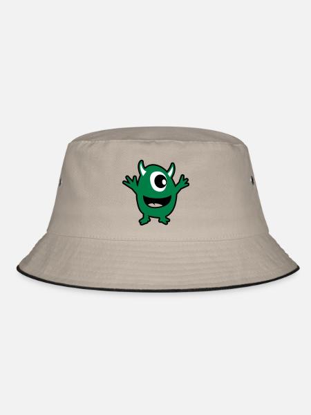 grünes Monster - Bucket Hat - Khaki/Schwarz - Vorne