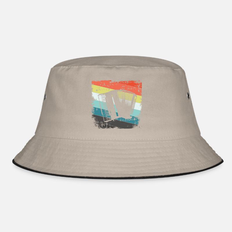 Akkordeon Harmonika - Bucket Hat - Khaki/Schwarz