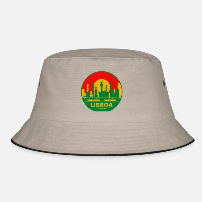 Lisboa Retro Skyline Silhouette Bucket Hat
