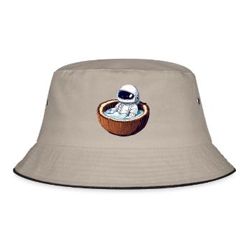 Astronaut bathes in coconut - Funny - Bucket Hat - khaki/black - Front