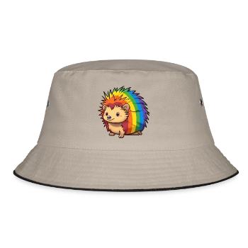 Hedgehog Design in Rainbow Flag Colors | Pride - Bucket Hat - khaki/black - Front