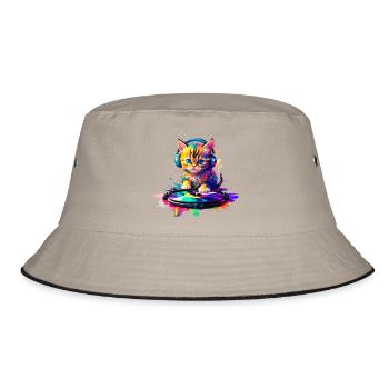 DJ Kitty – Rainbow 2 - Bucket Hat - khaki/black - Front