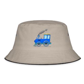 Kinderzug Eisenbahn blau - Bucket Hat - Khaki/Schwarz - Vorne