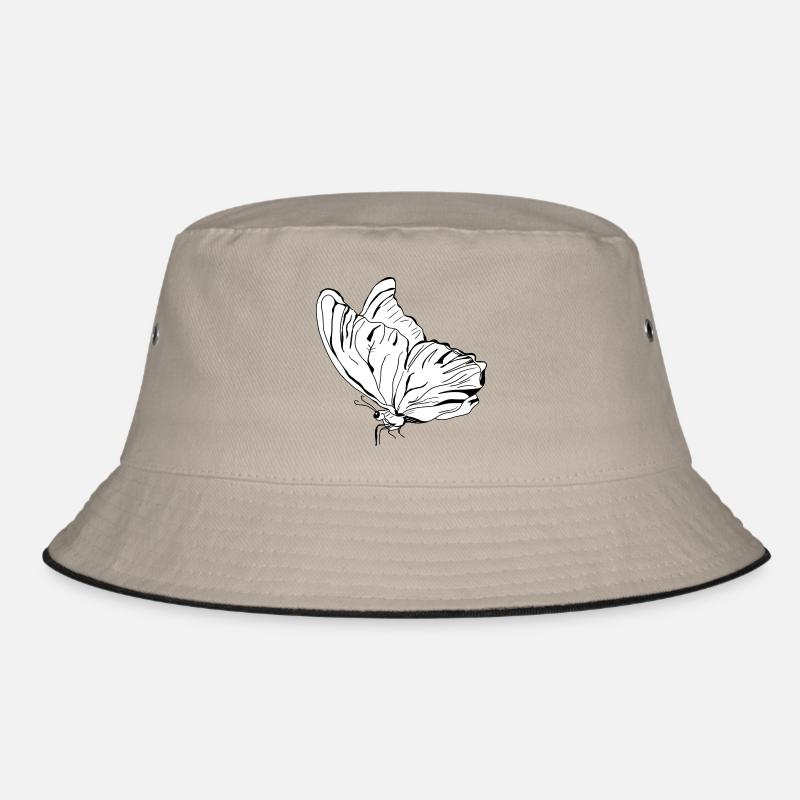 butterfly vecter - Bucket Hat - khaki/black