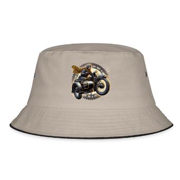 Auf zu neuen Abenteuern - Bucket Hat - Khaki/Schwarz - Vorne