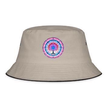 Mandala-Baum der Farben - Bucket Hat - Khaki/Schwarz - Vorne